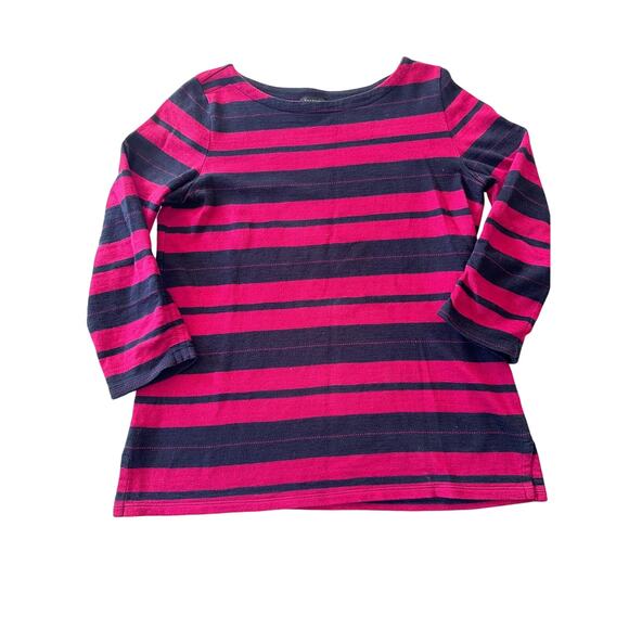 Talbots Womens Medium Purple Pink Striped Boat Neck Long Sleeve Cotton Pullover - Picture 1 of 7